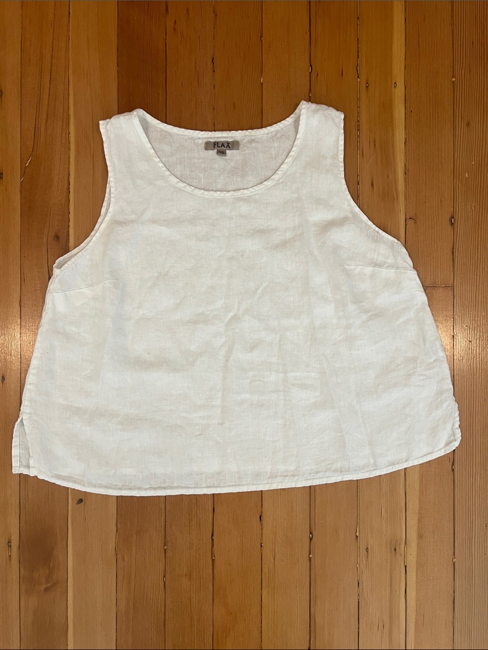 Flax White Linen Scoop Neck Sleeveless Tank linen sz 1G